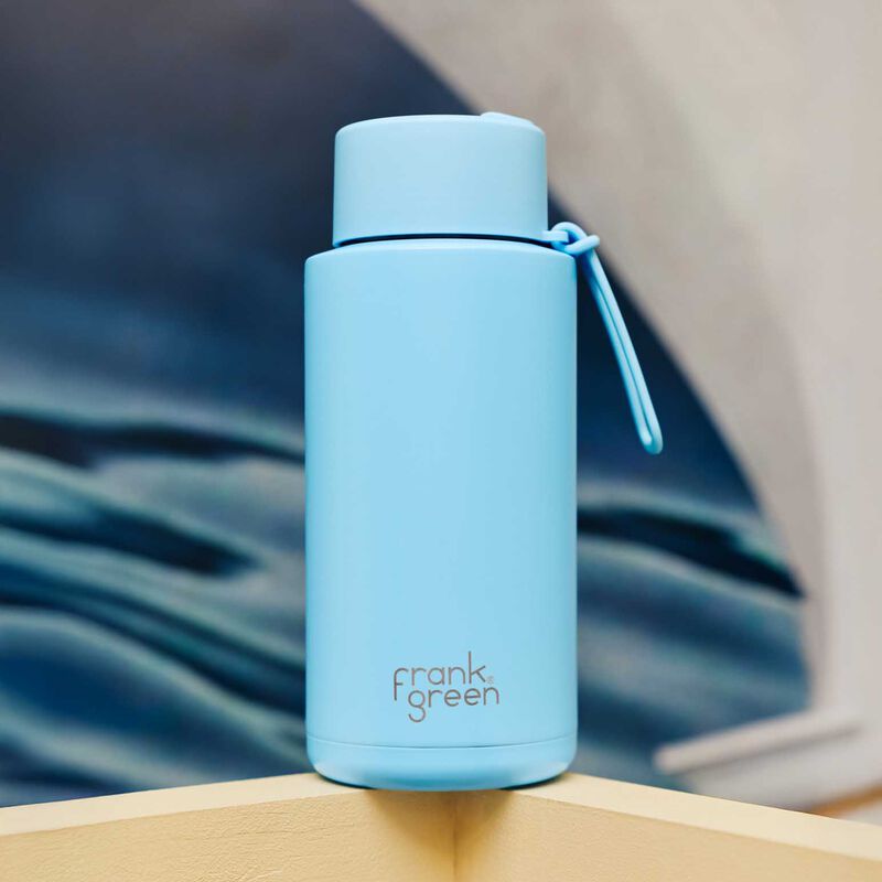 frank green 34oz Reusable Bottle with Flip Straw Lid Sky Blue image number 1